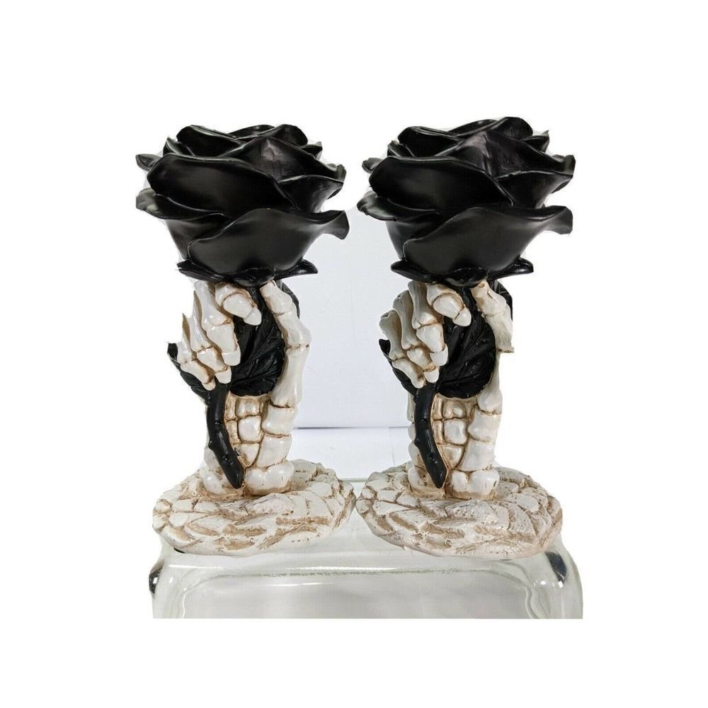 Yankee Candle Halloween Taper Holder Skeleton Black Rose  HolderPHANTASMAGORIA‎